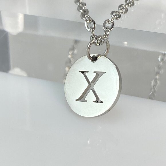 (Choose your) Initial Letter Stainless Steel Cable Chain Necklace - Picture 2 of 10
